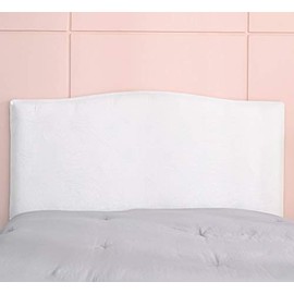WOMACO Velvet Bed Headboard Slipcover Protector Stretch Solid Color Dustproof Cover for Bedroom Decor (White, King (79-90.5"))