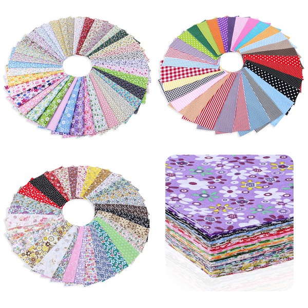 100 Pack 10 x 10 Inches Cotton Fabric Squares Pre