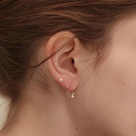 ZAULER 14K Gold Plated Hoop Earrings for Women - Dainty Small Diamond Cartilage Hoops, Lightweight Cubic Zirconia Dangle Stud Earrings, Trendy CZ Gold Hoops Jewelry Gift Set