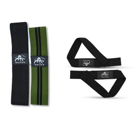 GHIZER Weight Lifting Wrist Straps (18") + Resistance Bands Set – Heavy Duty Gym Straps, Wrist Wraps, Exercise Bands for Working Out – Gym Accessories for Men & Women, Deadlift & Workout Support