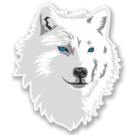 2 x 10cm White Husky Wolf Vinyl Sticker Laptop Tablet Car Dog Animal #5565 (8.5cm wide x 10cm high)