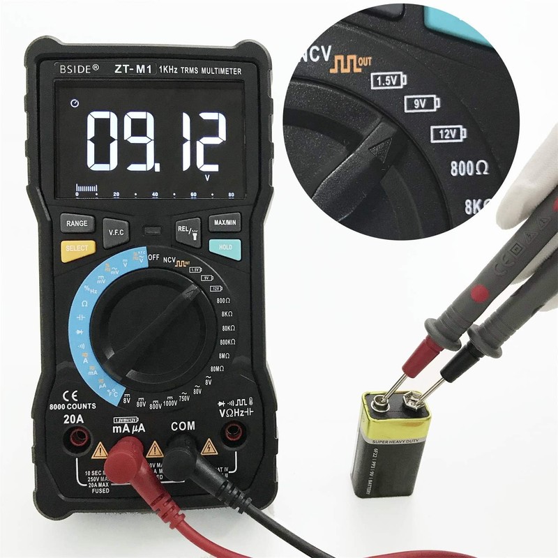 Auto Ranging Digital Multimeter TRMS 6000 with Battery Alligator Clips