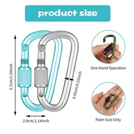 8 Pcs Locking Carabiner, Ymapinc D-Ring Locking Carabiner Keychain Clip, Snap Hook Sport Accessories for Outdoor Camping Hiking Keychain Dog Leash