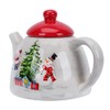 DOITOOL Christmas Tree Teapot Ceramic Christmas Tea Pot with Snowman