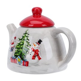 DOITOOL Christmas Tree Teapot Ceramic Christmas Tea Pot with Snowman Christmas Tree Design for Christmas Decorations