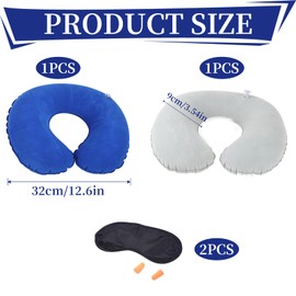 Edksegjcsous 2 Pcs Inflatable Neck Pillow for Travel, Compact Neck Support Pillow, Ultimate Comfort for Airplane, Kids Travel Pillow, Travel Neck Pillows for Adults, Lightweight and Portable