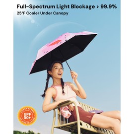 BENEUNDER Travel Compact Umbrellas for Rain & Sun, UPF50+ Mini Small Portable Lightweight Umbrella for Women & students with Luxury Trendy Pattern