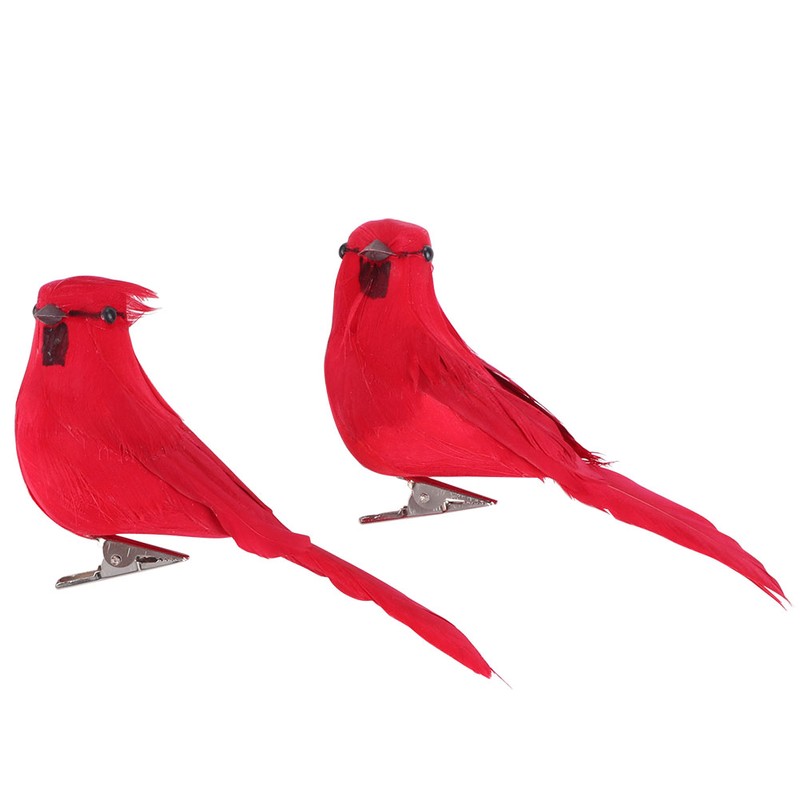 10Pcs Red Foam Handmade Artificial Simulated Bird Yard Lawn Garden