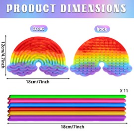 Sensory Activity Board, Duble Sided Design Rainbow Silicone Fidget Toy, Calming for Anxiety, ADHD & Autism, Fidget Sensory Toys for Kids 3+ & Adults, Includes 11 Strings
