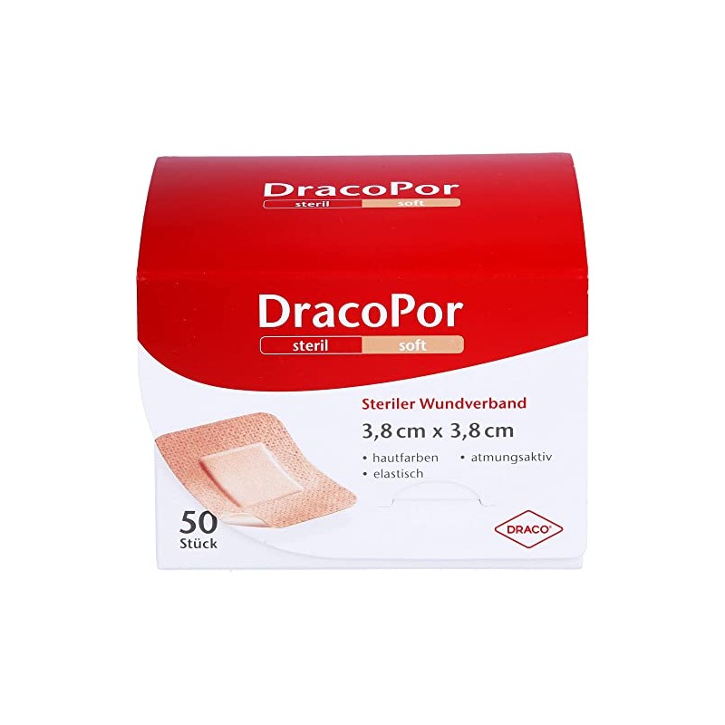 Dracopor Wound Dressing 3.8 x 3.8 cm Sterile Skin Coloured