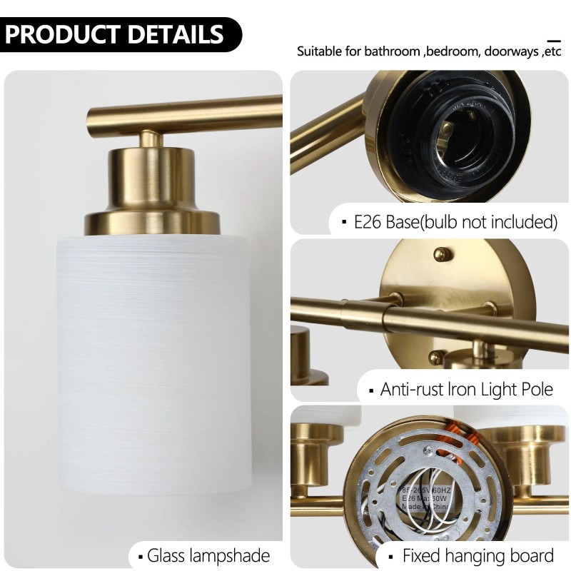 8 Light Modern Vanity Wall Sconce 52\" Golden Finish with