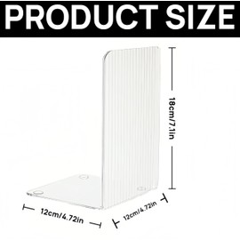 Deefongo 4 x Clear Acrylic Bookends, Book Stand, Transparent Decoration, Bookend for Office, School, Library for Books and Home Office Supplies