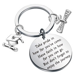 Graduation Gift Take Pride in How Far You Have Come Stainless Steel Keychain Inspirational Letters Graduates Gifts for Him/Her (graduation keychian 02)