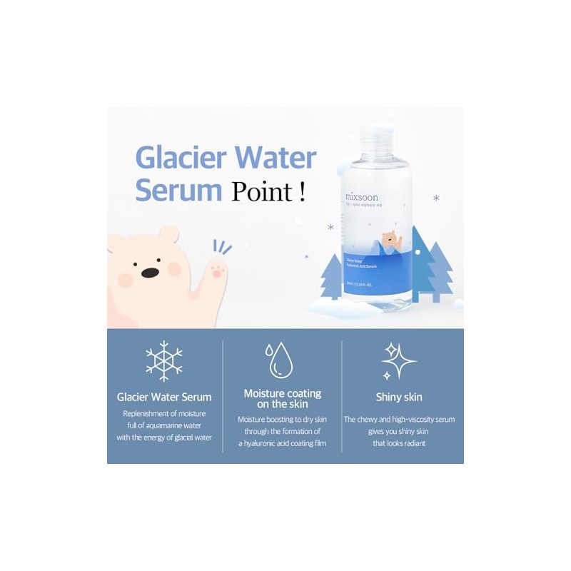 Mixsoon Sérum Facial de Ácido Hialurónico con Agua Glaciar, 300