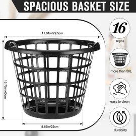Uiifan Plastic Round Laundry Baskets with Easy Carry Handles, Black, 24 Pcs