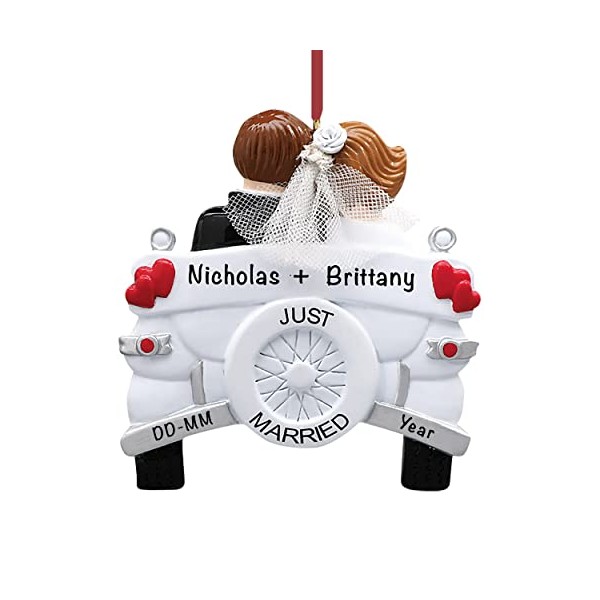 Just Married Christmas 2022 Ornaments - Just Married Wedding Car