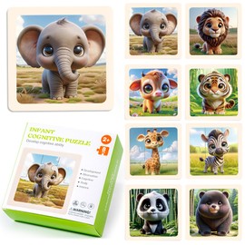 Hshenjhu Children's Puzzle, Wooden Puzzle for Children Set, Wooden Puzzle with 6 Pieces Each, Toy for Children, Animal Puzzle Wooden Educational Toy, Perfect for Boys and Girls from 2 Years +