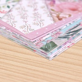 Western Style Art Paper, Color Paper, Single Sided Print, Postcard/Card, DIY Handmade, 6 x 6 inches, 24 Sheets/Book (Garden)