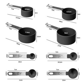 10 Cucharas Medidoras y Tazas Medidoras de Cocina, con Measuring Cup de Graduadas y Embudo Plegable, Taza y Cucharas Medidoras de Cocina acero inoxidable para Medir Líquidos y Los Ingredientes