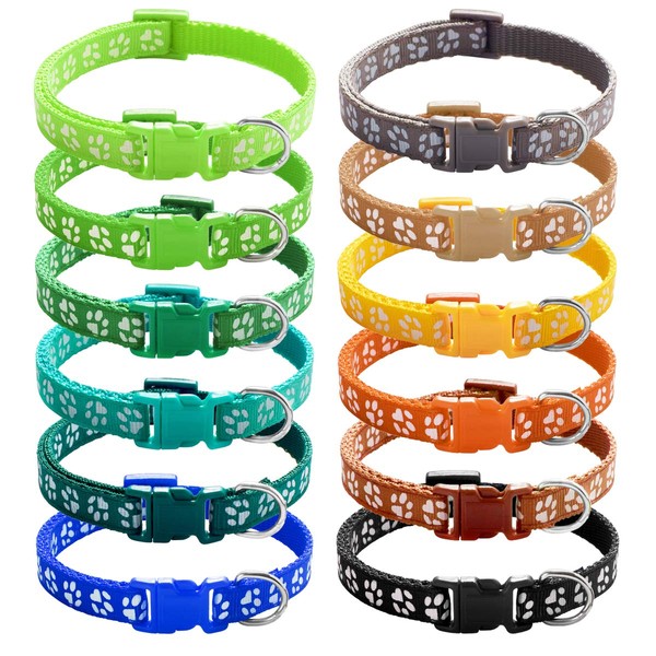 YOY 12 pcs/Set Soft Nylon Puppy Whelping ID Collars -