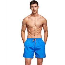 JustSun Swimming Shorts Men Waterproof Swim Shorts with Pockets Swimming Trunks Quick Dry Mens Summer Beach Shorts with Mesh Lining Navy Blue L