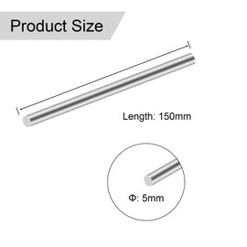 iMeistek 304 Stainless Steel Rods, 150 mm Length Diameter 5 mm Solid Stainless Steel Shaft Lathe Bar Stick for Gardening Decoration, Industrial Machines, DIY Crafts (3 Pieces)