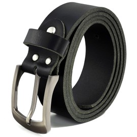 Volmer ® black leather belt made of buffalo leather, 38 mm wide and approx. 3-4 mm thick, can be shortened #10125 -