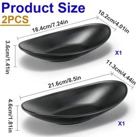 YanBous Pack of 2 Black Key Ring Dish Jewellery Tray Key Tray Organiser Chest of Drawers Decor Entrance Key Tray Decorative Jewellery Bowl Housewarming Gift (Oval/Large Oval)