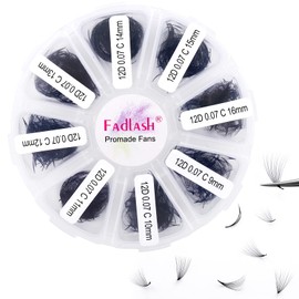 Premade Volume Eyelash Extensions 12D 0.07 C Curl 1000pcs Russian Lashes 9-16mm Mixed Tray Pre-Made Russian Lashes Handmade Promade Loose Fans