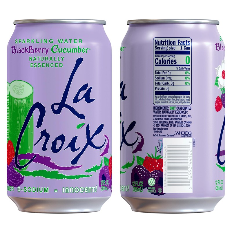 LaCroix Sparkling Water, Blackberry Cucumber, 8-Pack Zero Sugar, Zero Calories,
