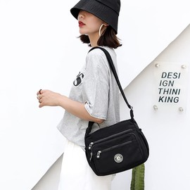 Casual Crossbody Bags for Women Nylon Shoulder Bag Multi Pocket Handbag Purse Solid Messenger Bag for Travel, Sport, Camping