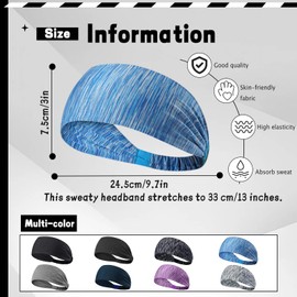 LELE LIFE 4 Pack Elastic Sweatbands for Men Women Breathable Non-Slip Workout Sports Running Athletic Yoga Gym Moisture Wicking Sweatbands (Multicolor B)