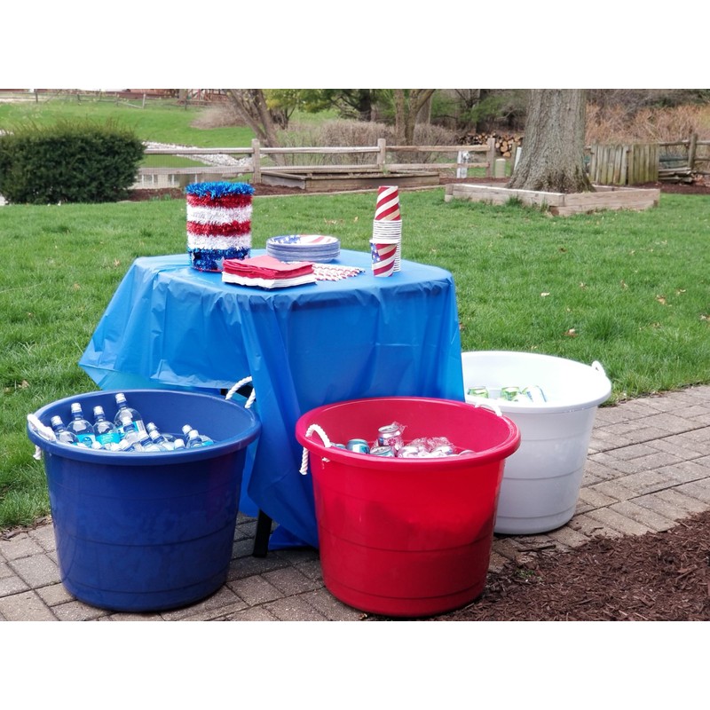 HOMZ 2-Pack Utility Tub, Large Plastic Storage Bucket with Rope