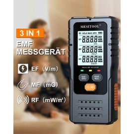 MESITOOL EMF Meter EF/MF/RF 3-in-1 Electromagnetic Field Meter Digital Electromagnetic Radiation Detector Radiation Detector for Home, Office, Ghost Hunting (MESITOOL_RD630DE)