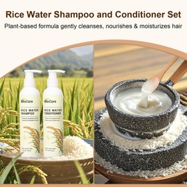Rice Water Shampoo and Conditioner Set, Strengthen and Revitalize Hair, Nourish Damaged Hair for Women and Men, Hair Care, Restore Shine, Infused with Biotin, Citrus Peel, Rosemary