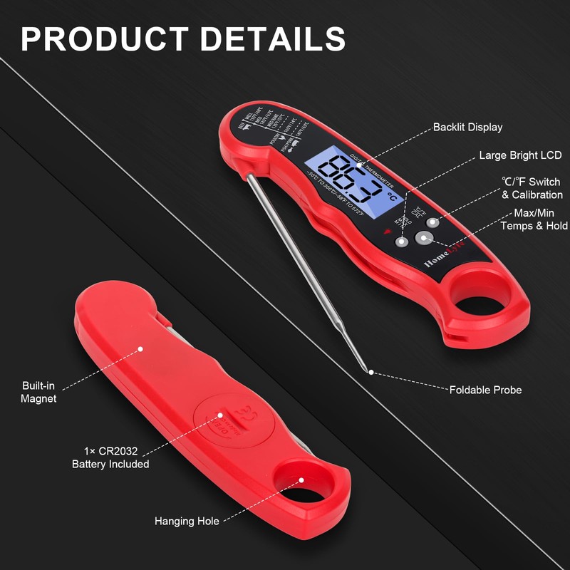 HomeLyfe Digital Meat Thermometer, IPX7 Waterproof Instant Read Food Thermometer