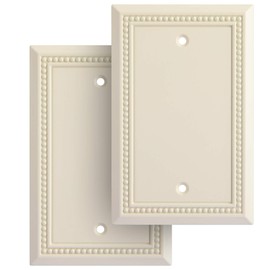 Henne Bery Sunken Pearls Heavy Duty Switch Plate/Wall Plate/Outlet Cover (Single Blank 2PK, Light Almond