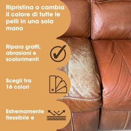 Furniture Clinic Vernice e Tintura per la Riparazione della Pelle, Colorante Autosigillante per Una Riparazione Facile, Adatto per Divani in Pelle, Sedili di Auto, Scarpe, Borse (50ml, Marrone chiaro)