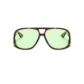 IKUVNA Retro Square Aviator Sunglasses for Women Men Oversized Trendy Style Vintage 70s Square Aviators Sun Glasses (Tortoise Green)