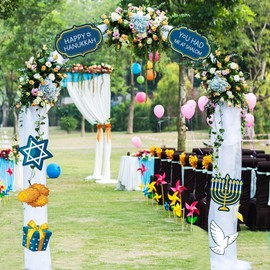 Blulu Hanukkah Decorations Banner Pre-assembled Chanukah Garland Happy Hanukkah Banner Backdrop Props for Home Indoor Holiday Party Decor Supplies