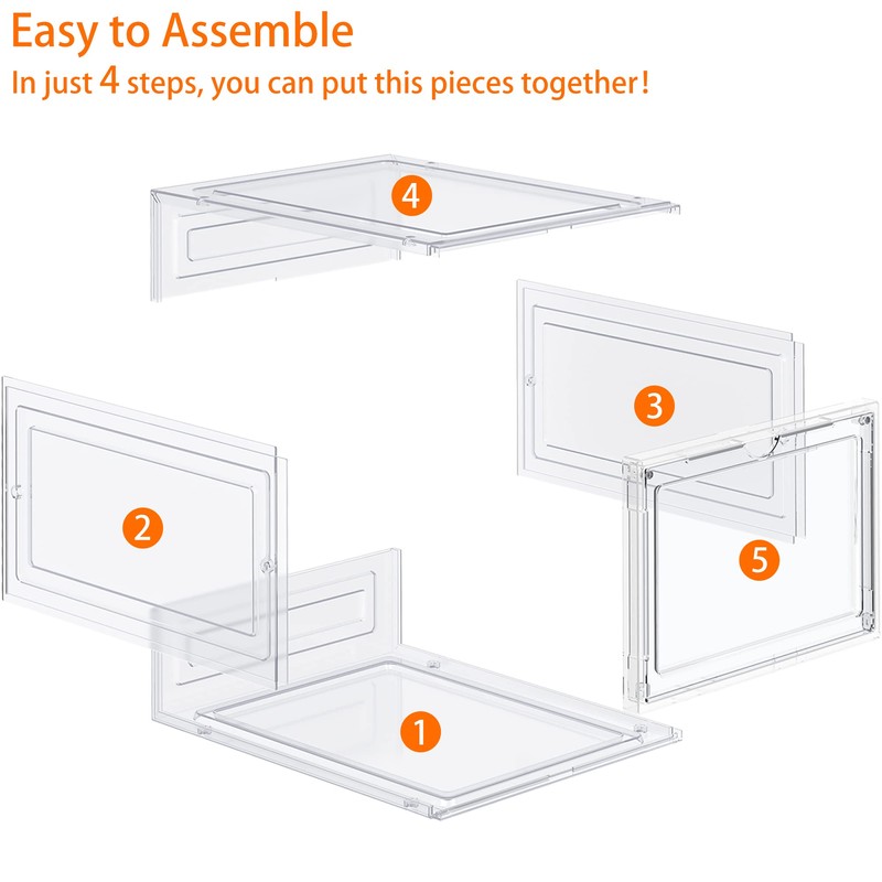 HOMIDEC Shoe Storage, 6 Pack Shoe Organizer Clear Hard Plastic
