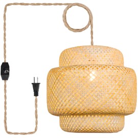 Depuley Rustic Woven Pendant Light, 3-Light Metal Basket Hanging Lights Fixture with Hemp Rope Finish, 39 Inch Adjustable Chain Vintage Chandeliers for Kitchen/Dining Table/Living Room, E12