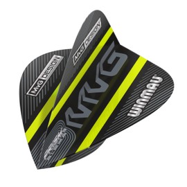 WINMAU Prism Alpha Michael van Gerwen MvG Black and Green Kite Shape Dart Flights - 10 sets per pack (30 dart flights in total)