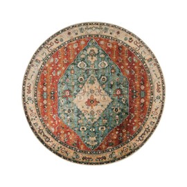 Lahome - Alfombra redonda tribal bohemia de 3 pies, alfombra redonda de entrada pequeña, suave, lavable, no desprende pelusa, antideslizante, para sofá, cuarto de baño, color verde azulado