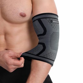 BODVITALS Elbow Compression Sleeve for Men & Women | Elbow Support for Sports, Workouts & Recovery | Breathable & Comfortable | Ideal for Tennis, Golf, Weightlifting, Basketball & Crossfit (Black, L)