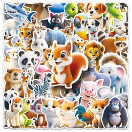 50 PCS 3D Animal Stickers Vinyl Waterproof Stickers for Skateboard,Laptop,Phone,Luggage,Computer,Bicycle,Water Bottle Decals for Teens,Adults,Boys,Girls,Kids,Children