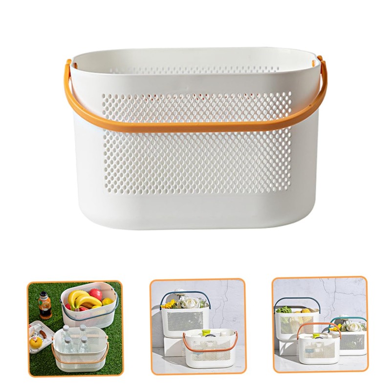 ABOOFAN Plastic Storage Basket with Handles Ventilated Organizer for Bathroom