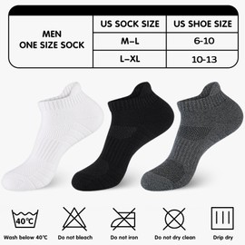 Monxiery Mens 100% Cotton Ankle Socks, Athletic Cushioned Performance Running Moisture Wicking Breathable socks
