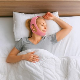 Chin Strap for CPAP Users | Comfortable Mouth Support to Encourage Closed Mouth Positioning Nasal Breathing for Men and Women Who Breathe Through The Mouth During Sleep by PIDOTI (Pink, L-XL)