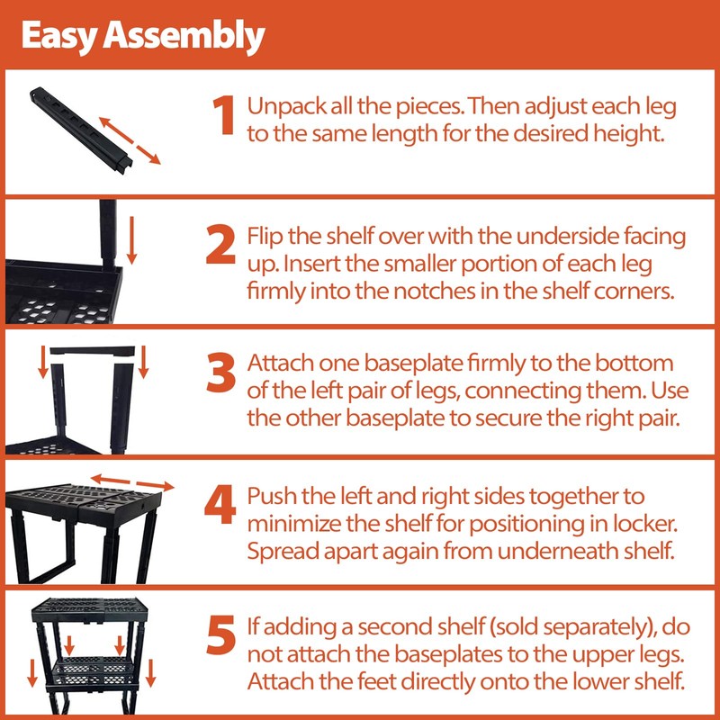 ABLinox Locker Organizer Shelf， Adjustable Width and Height, Ideal Locker